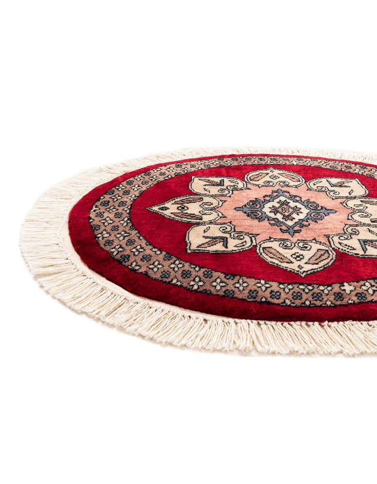 Detail image of  2' x 2'  Hand Knotted Bokhara Oriental Wool Round Rug