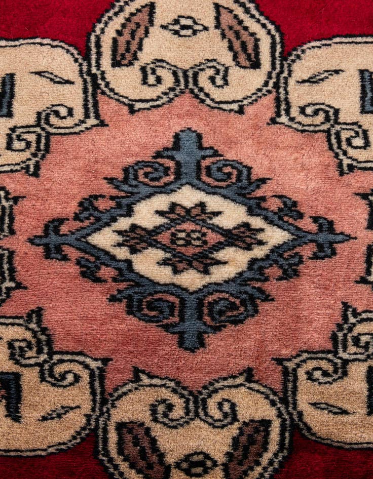 Detail image of  2' x 2'  Hand Knotted Bokhara Oriental Wool Round Rug