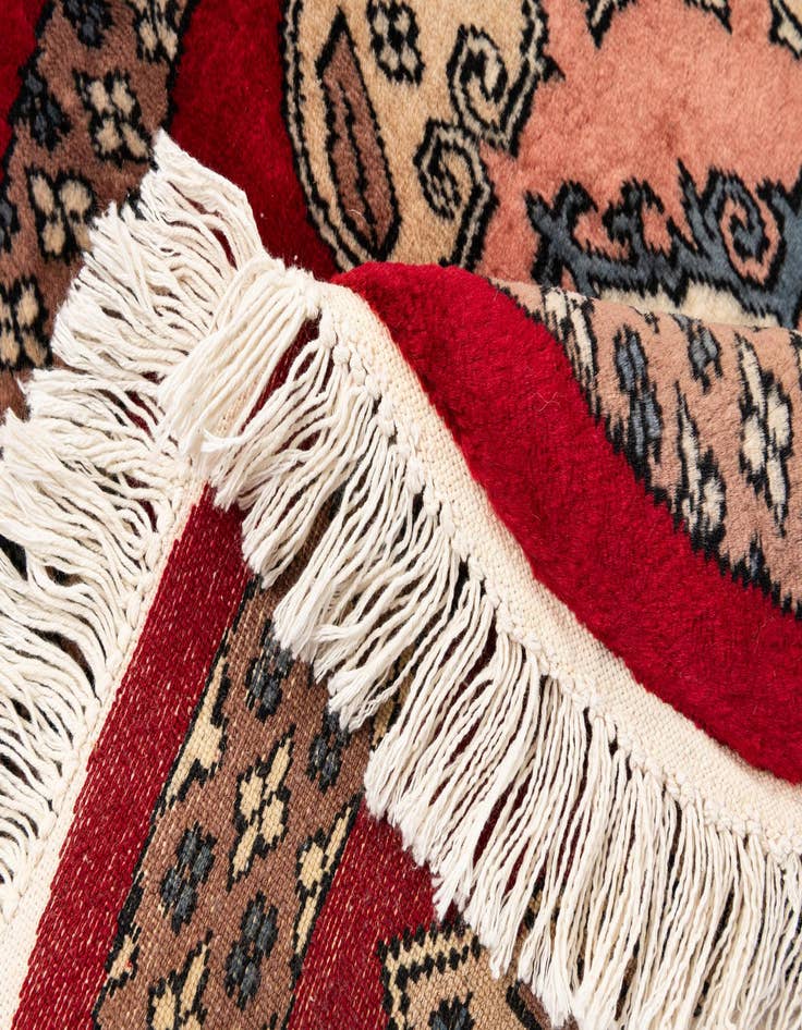 Detail image of  2' x 2'  Hand Knotted Bokhara Oriental Wool Round Rug