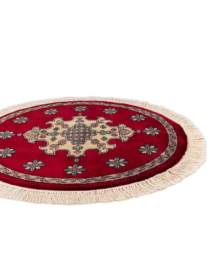 Detail image of  2' 7 x 2' 8  Hand Knotted Bokhara Oriental Wool Round Rug