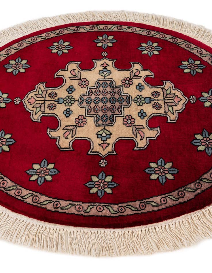 Detail image of  2' 7 x 2' 8  Hand Knotted Bokhara Oriental Wool Round Rug