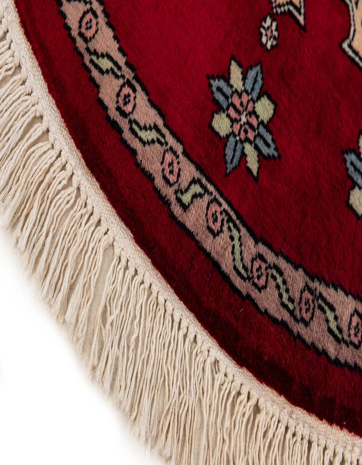 Detail image of  2' 7 x 2' 8  Hand Knotted Bokhara Oriental Wool Round Rug