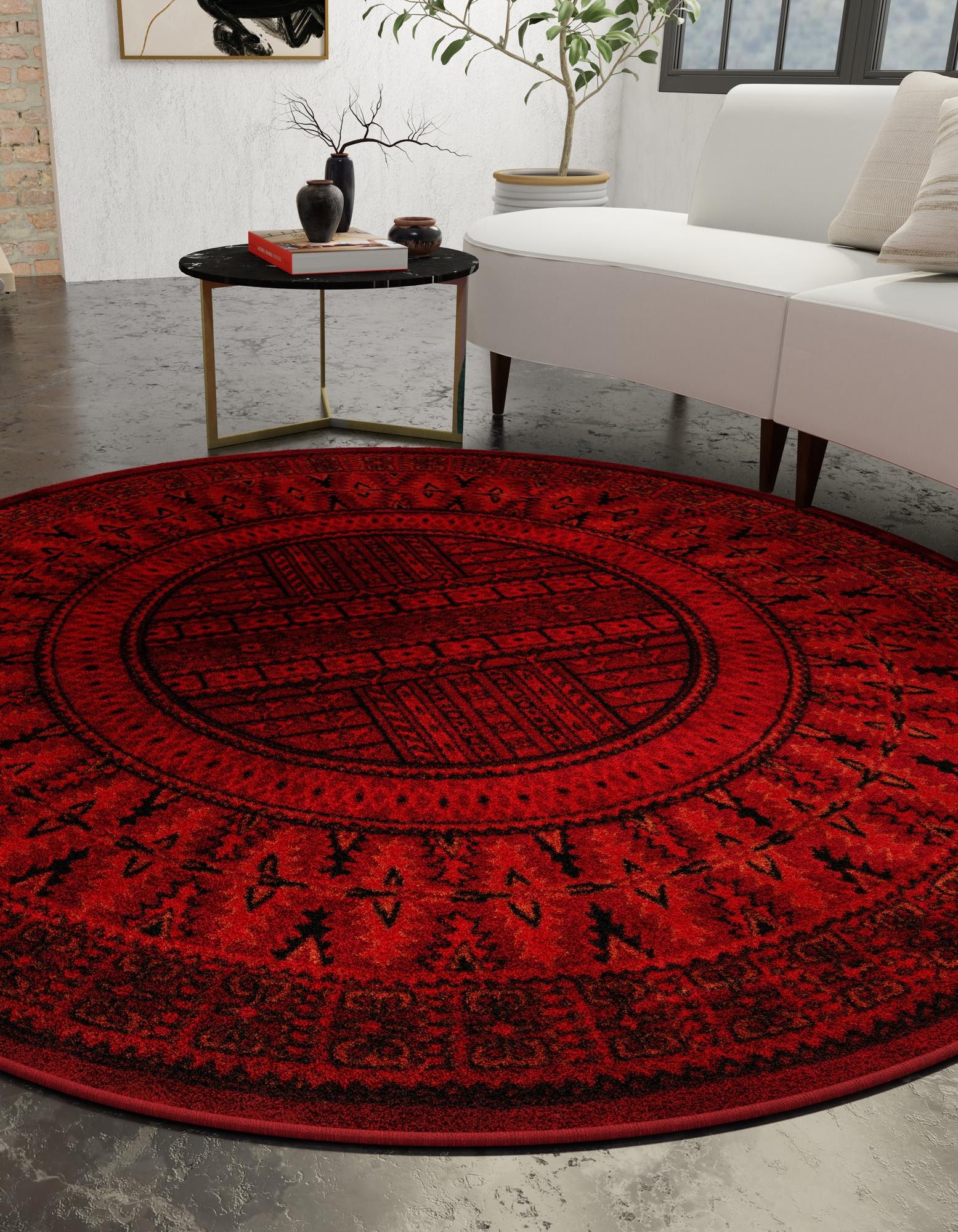 Red 7' 10 x 7' 10 Bokhara Round Rug | Rugs.com