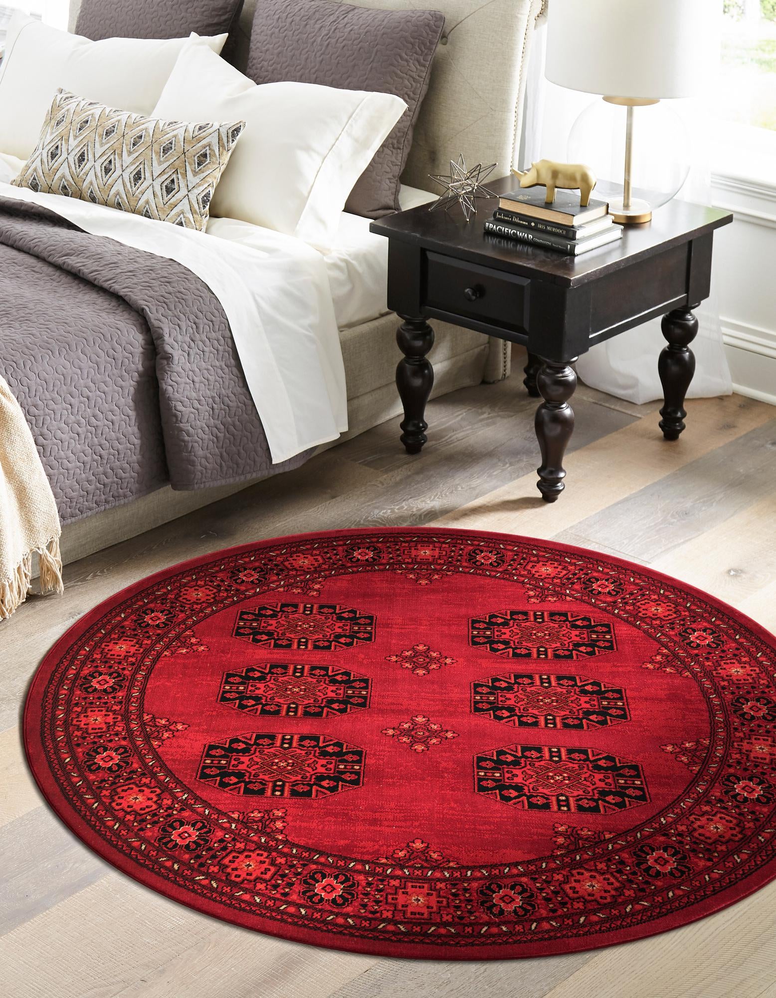 Red 10' x 10' Bokhara Round Rug | Rugs.com