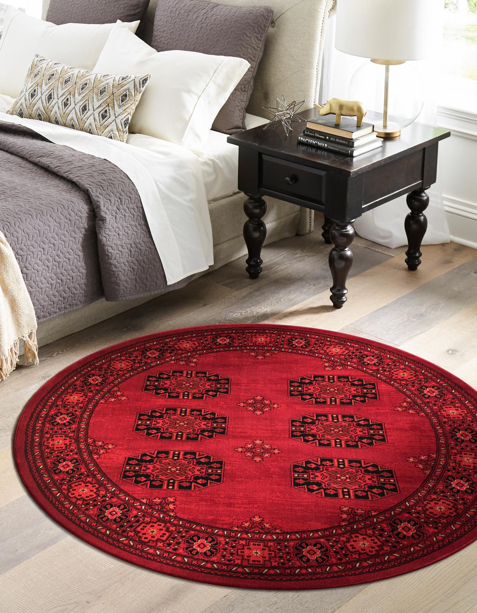 Red 10' x 10' Bokhara Round Rug | Rugs.com