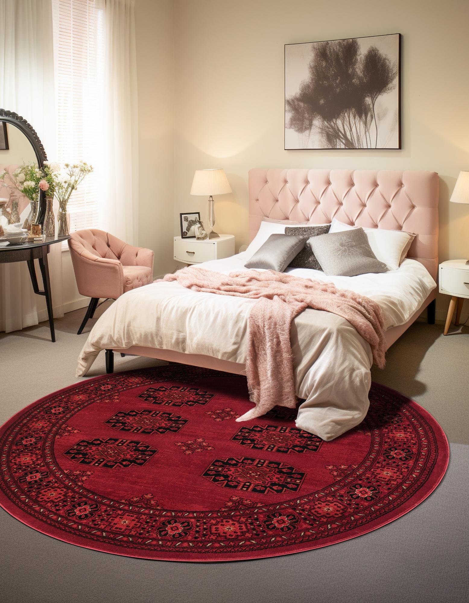 Red 10' x 10' Bokhara Round Rug | Rugs.com
