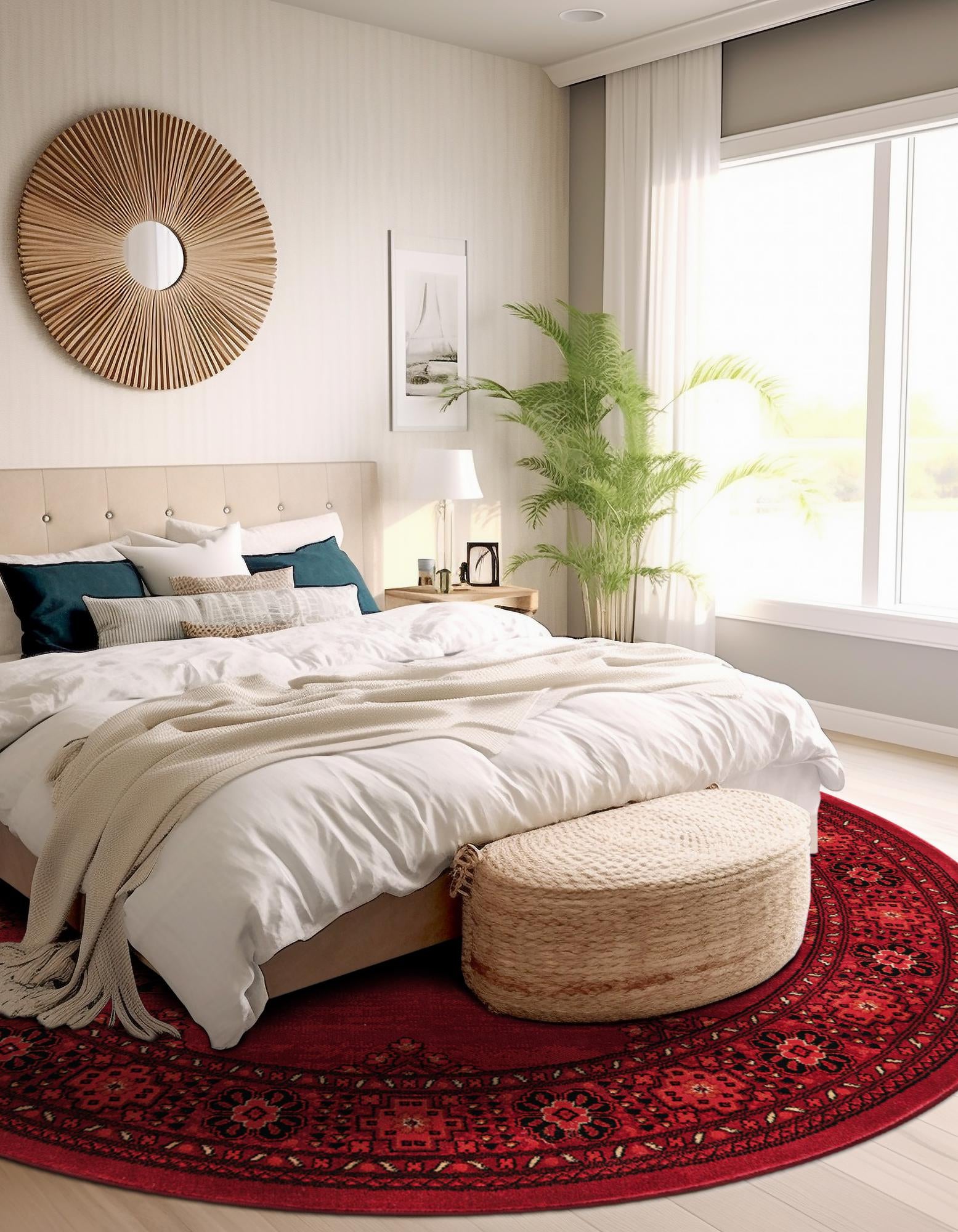 Red 10' x 10' Bokhara Round Rug | Rugs.com