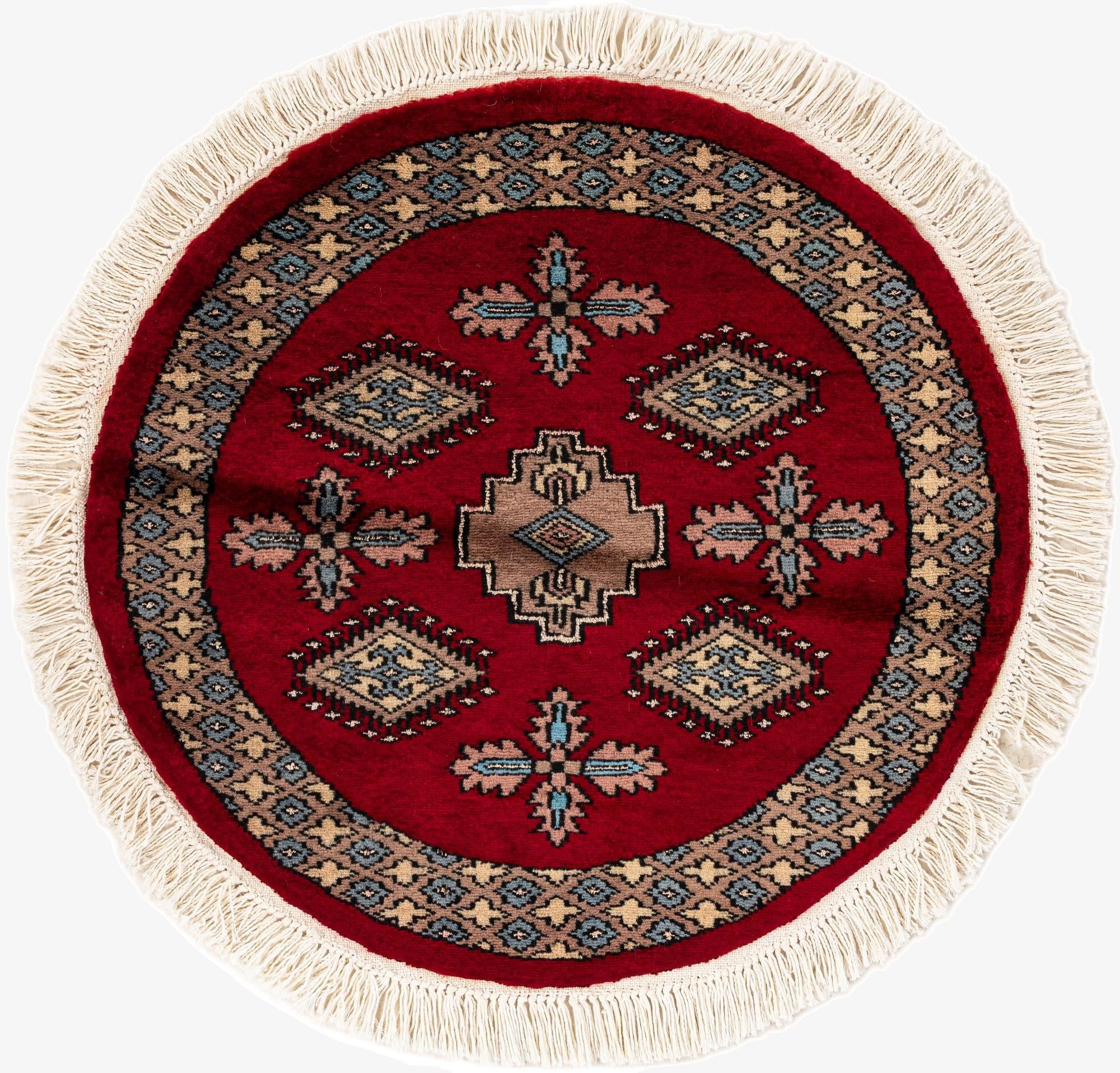  2' x 2' 2  Hand Knotted Bokhara Oriental Round Rug