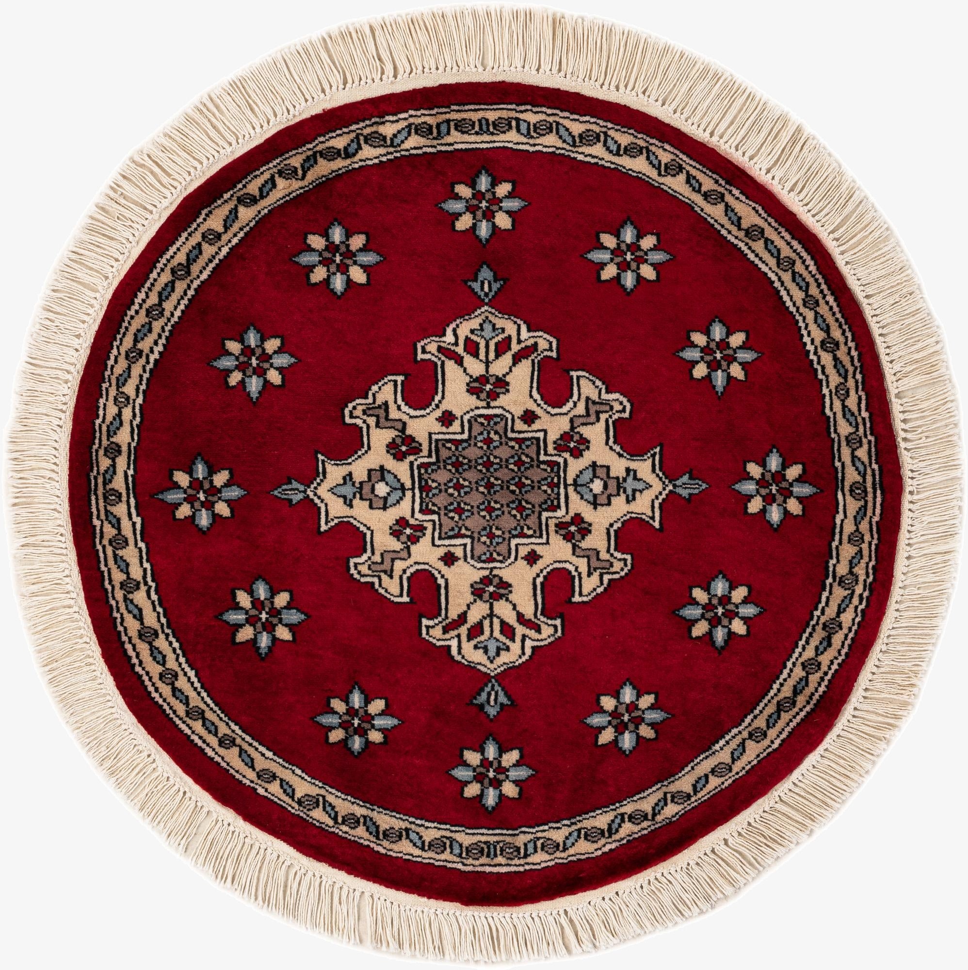  2' 6 x 2' 9  Hand Knotted Bokhara Oriental Wool Round Rug