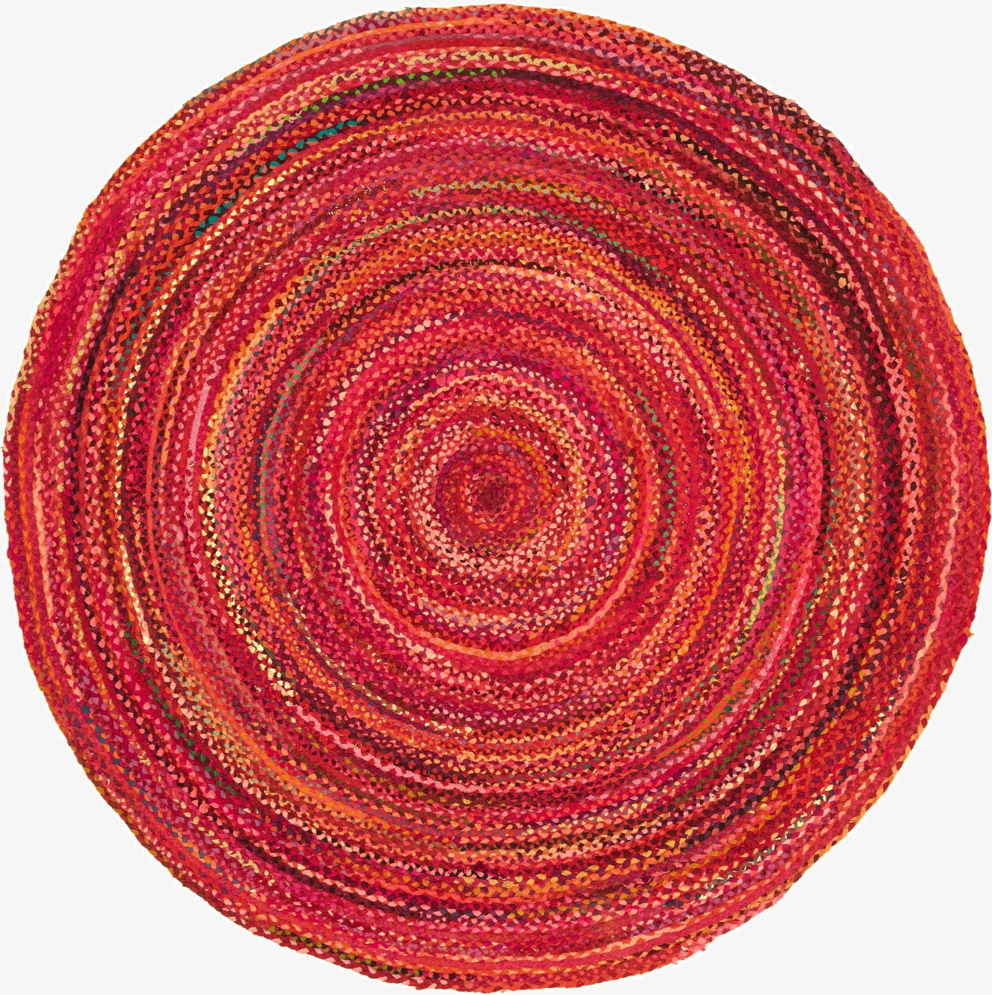  8' x 8'  Hand Braided Chindi Round Rug