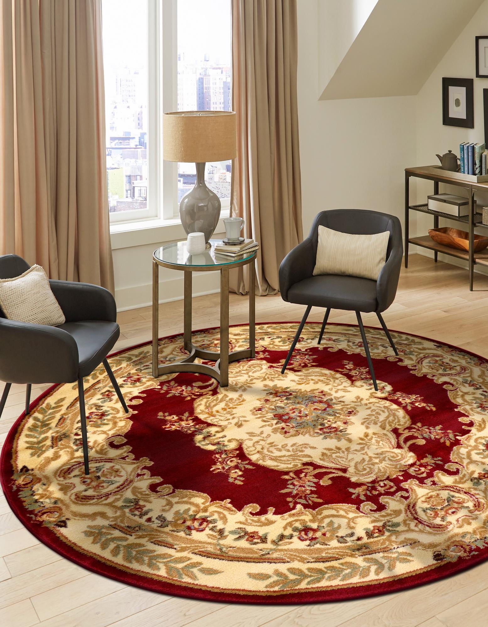 Red 7' x 7' Chateau Round Rug | Rugs.com