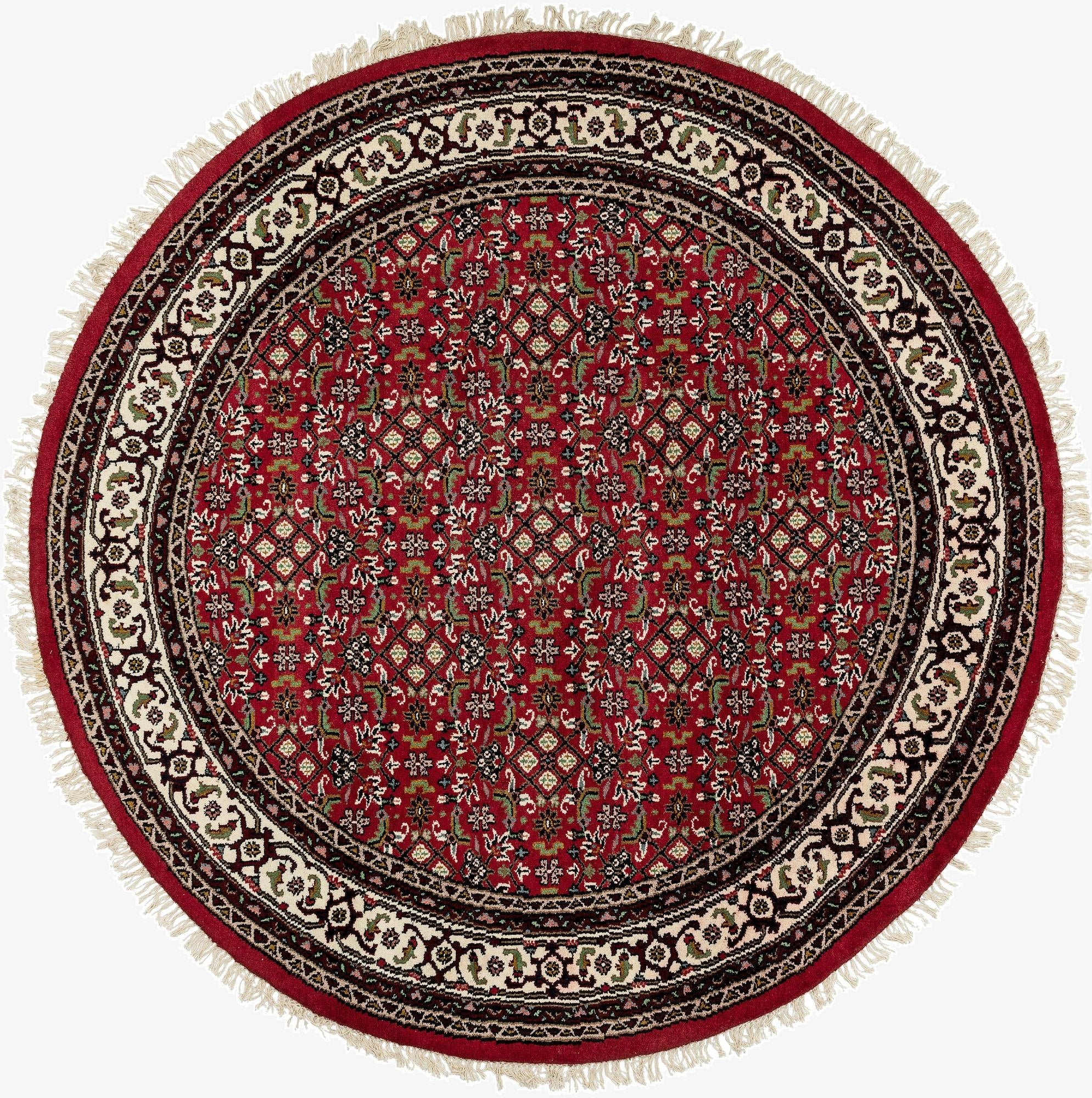  7' 7 x 7' 7  Hand Knotted Farahan Wool Round Rug