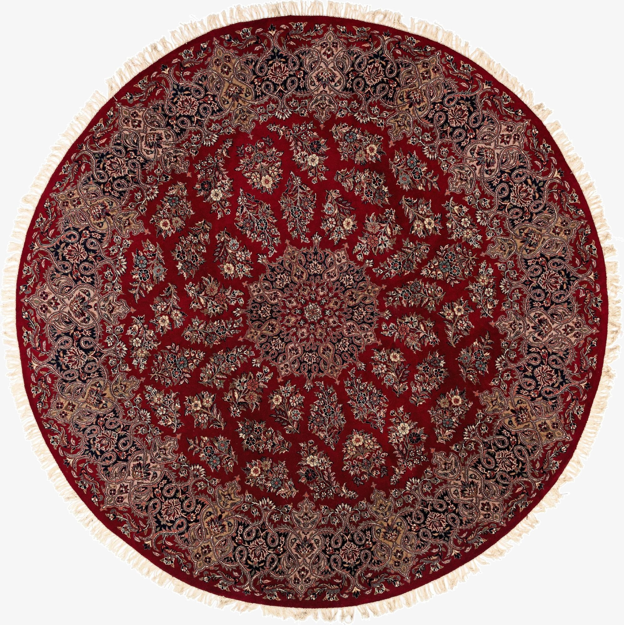  8' x 8'  Hand Knotted Isfahan Wool Round Rug