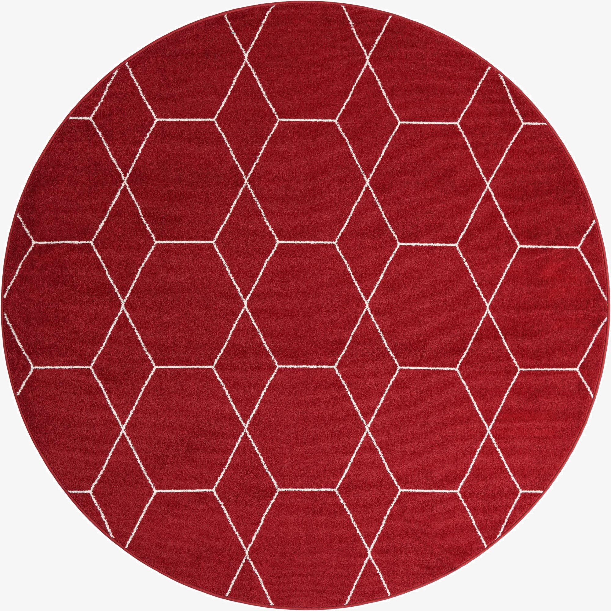  7' 10 x 7' 10 Lattice Frieze Round Rug