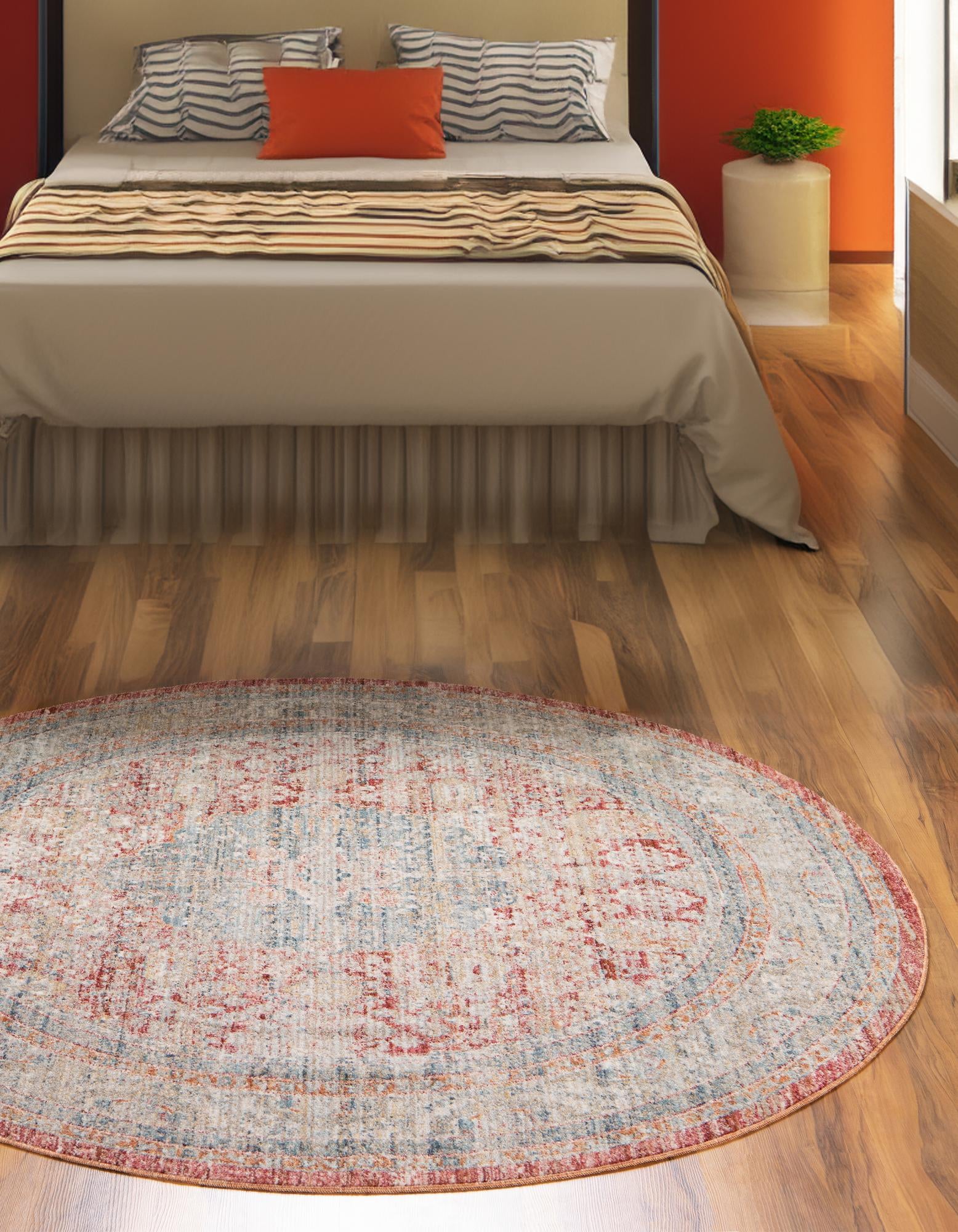 Red 6' x 6' Noble Round Rug | Rugs.com