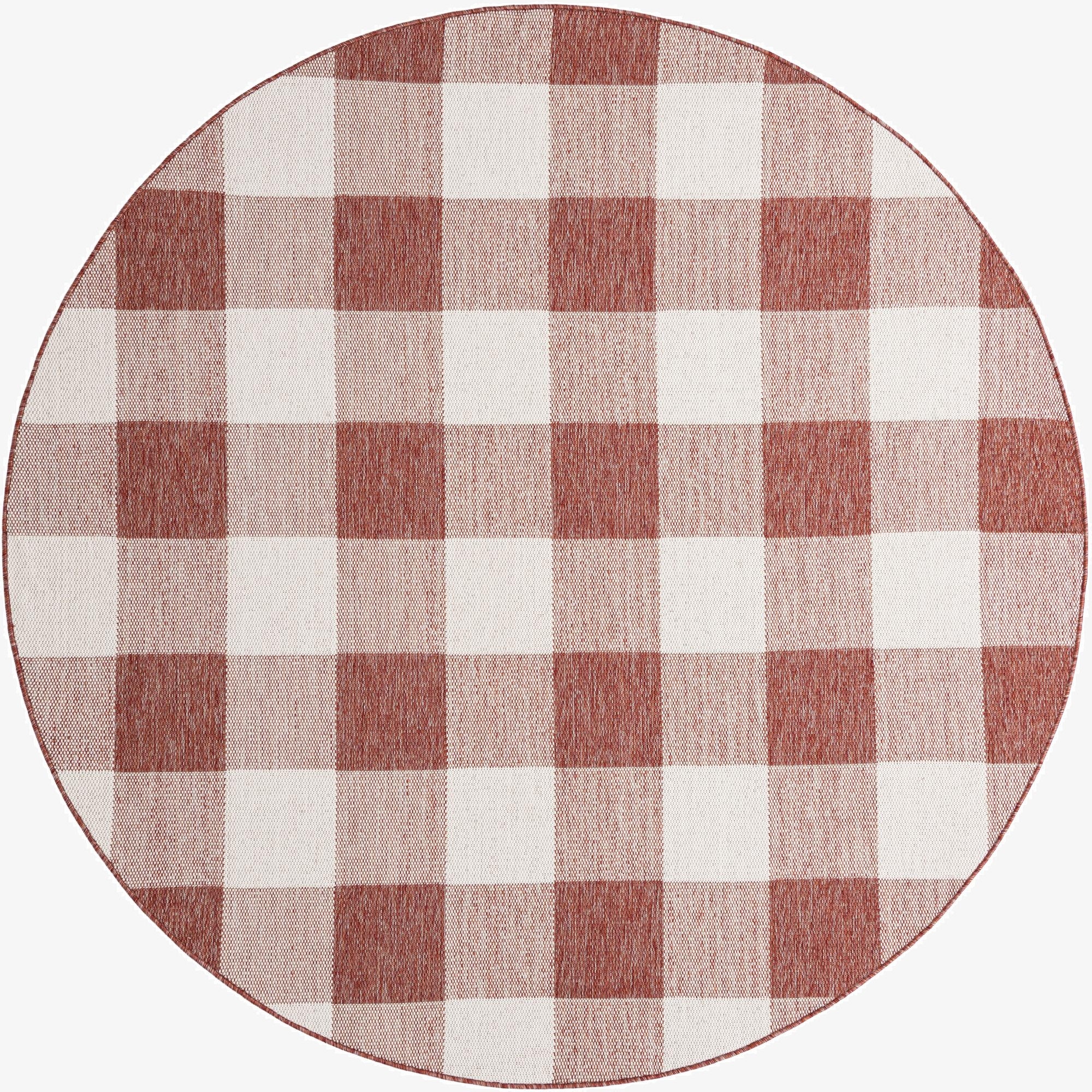  7' 10 x 7' 10  Washable Checkered Indoor / Outdoor Round Rug