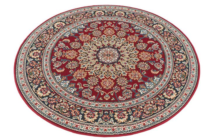 Red 4' 1 x 4' 1 Traditional Indoor / Outdoor Round Rug | Rugs.com