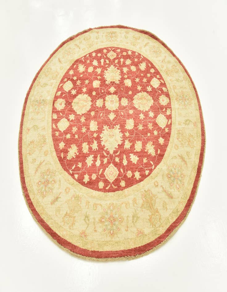 Detail image of  6' 6 x 6' 7  Hand Knotted Peshawar Ziegler Round Rug