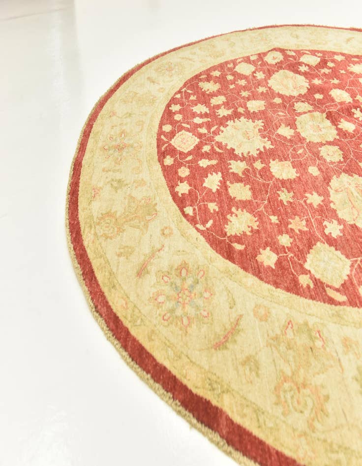 Detail image of  6' 6 x 6' 7  Hand Knotted Peshawar Ziegler Round Rug