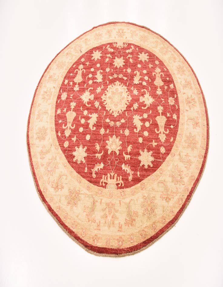 Detail image of  6' 6 x 6' 7  Hand Knotted Peshawar Ziegler Round Rug
