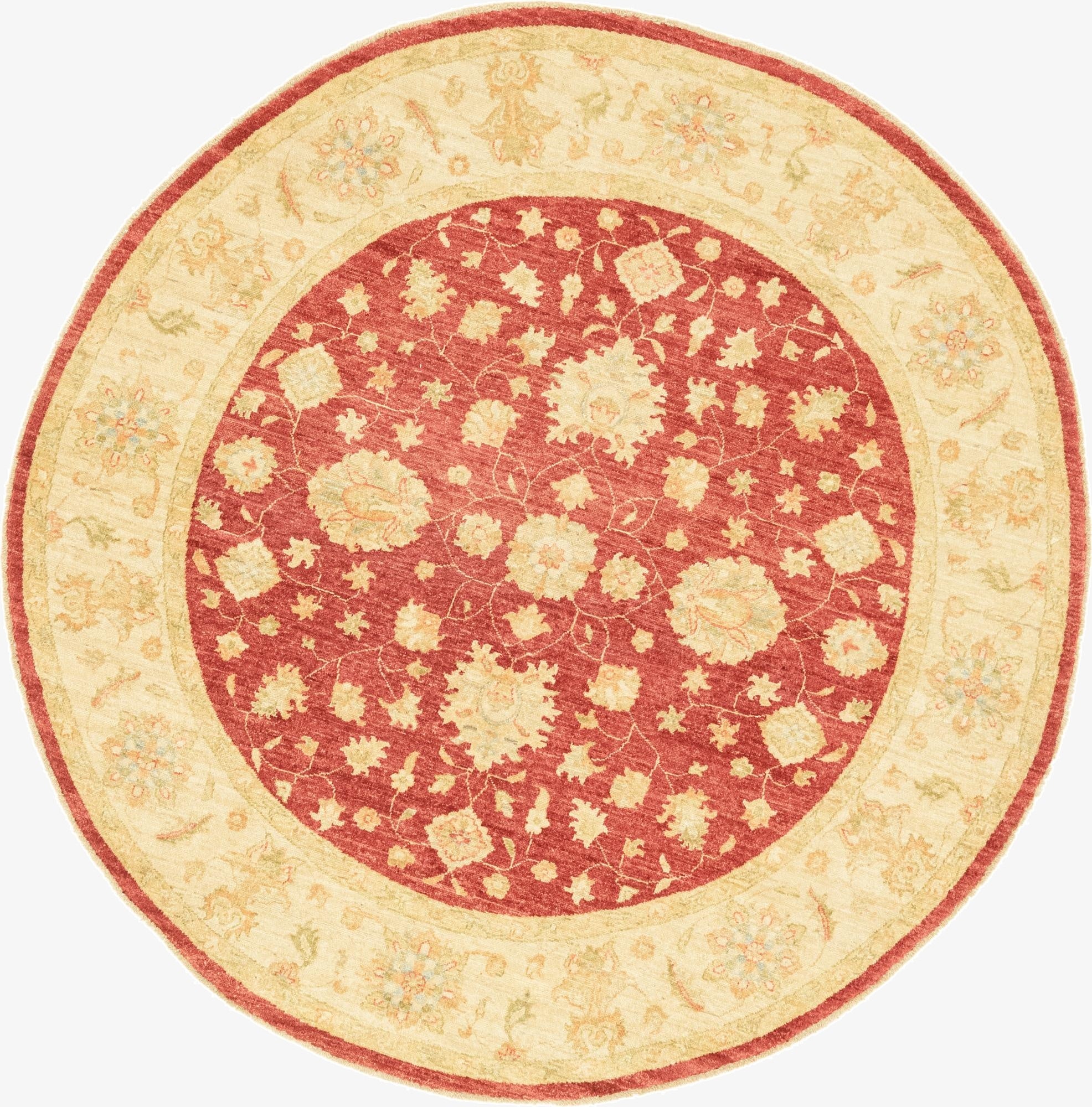  6' 6 x 6' 7  Hand Knotted Peshawar Ziegler Round Rug