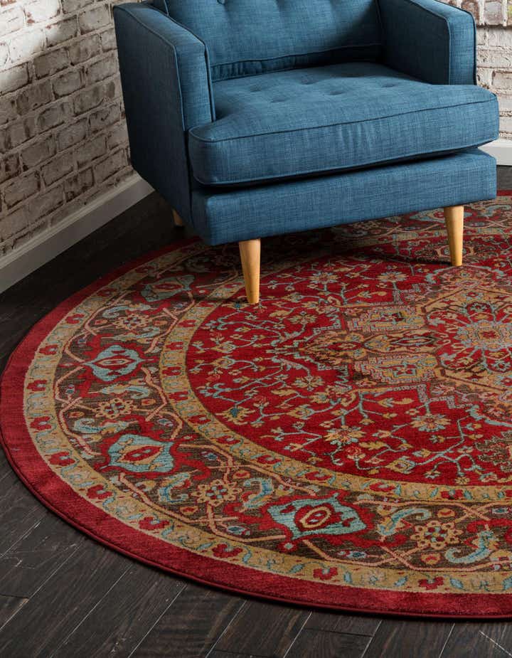 Red 6' x 6' Sara Round Rug | Rugs.com