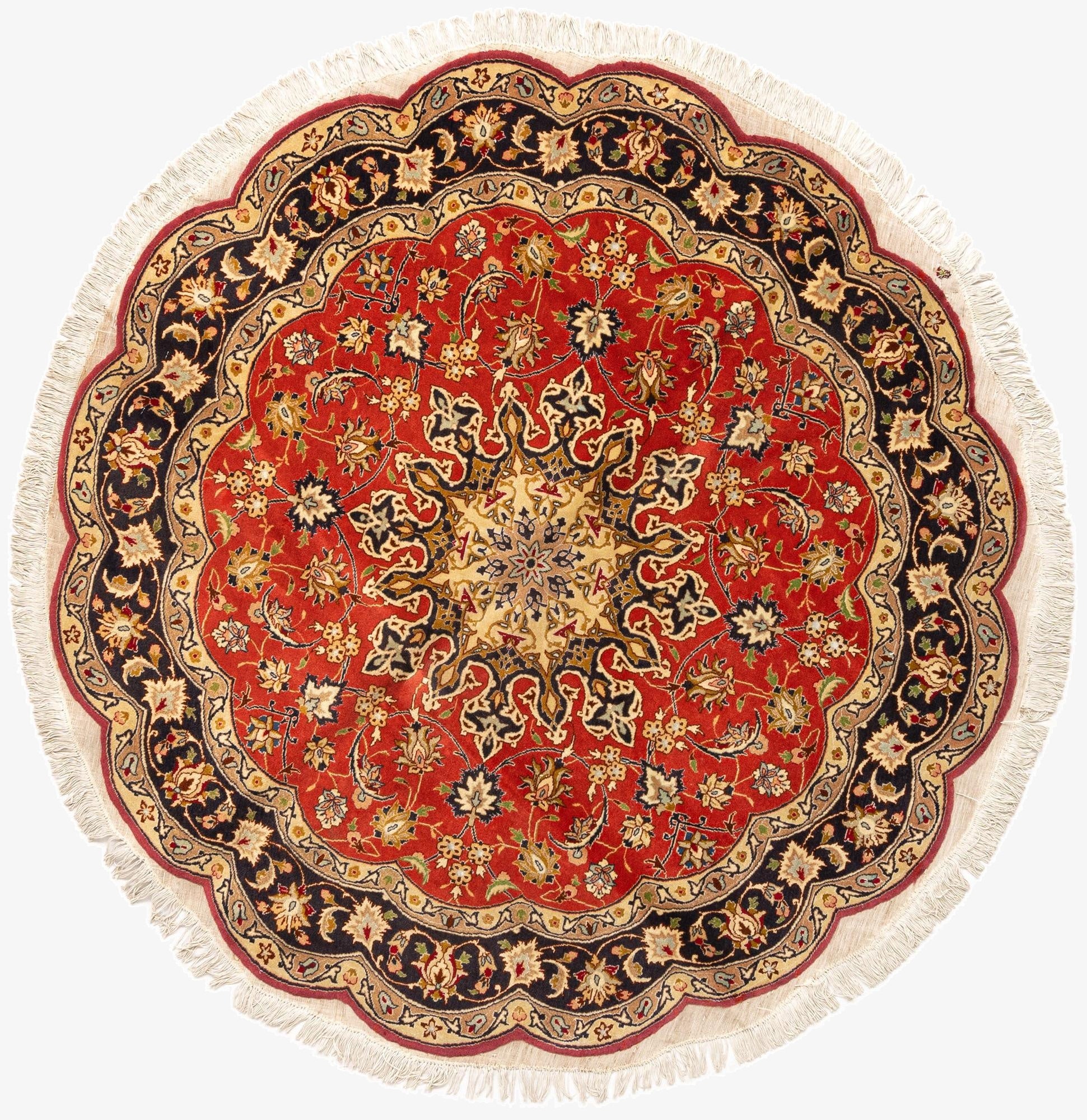  4' 6 x 4' 9 Tabriz Wool Round Rug