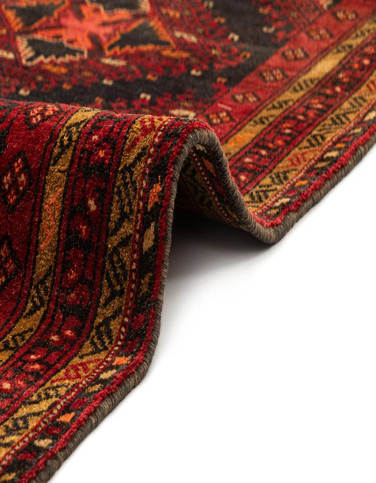 Detail image of  3' 4 x 7'  Hand Knotted Afghan Akhche Wool Runner Rug