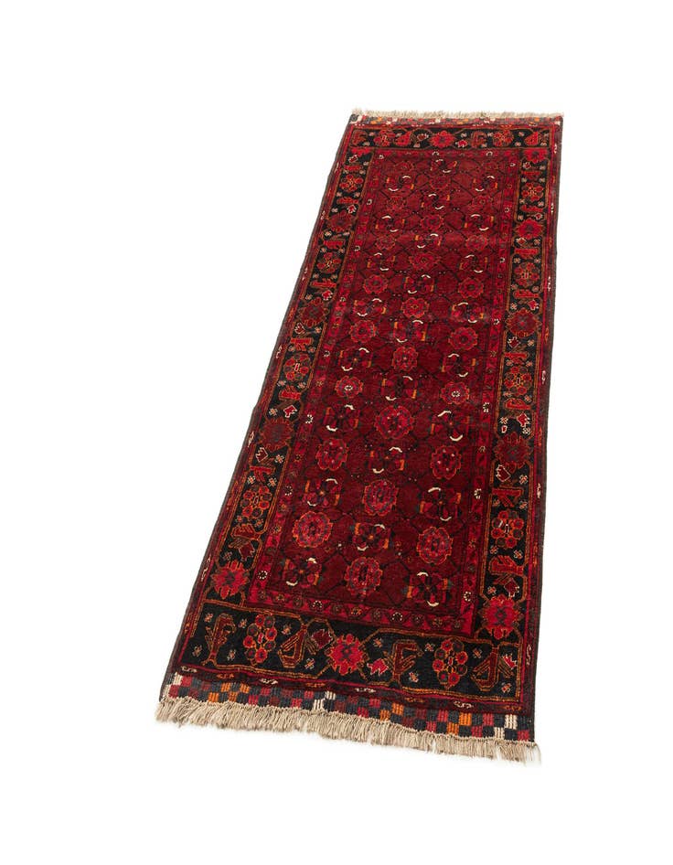 Detail image of  3' 4 x 6' 10  Hand Knotted Afghan Akhche Wool Runner Rug