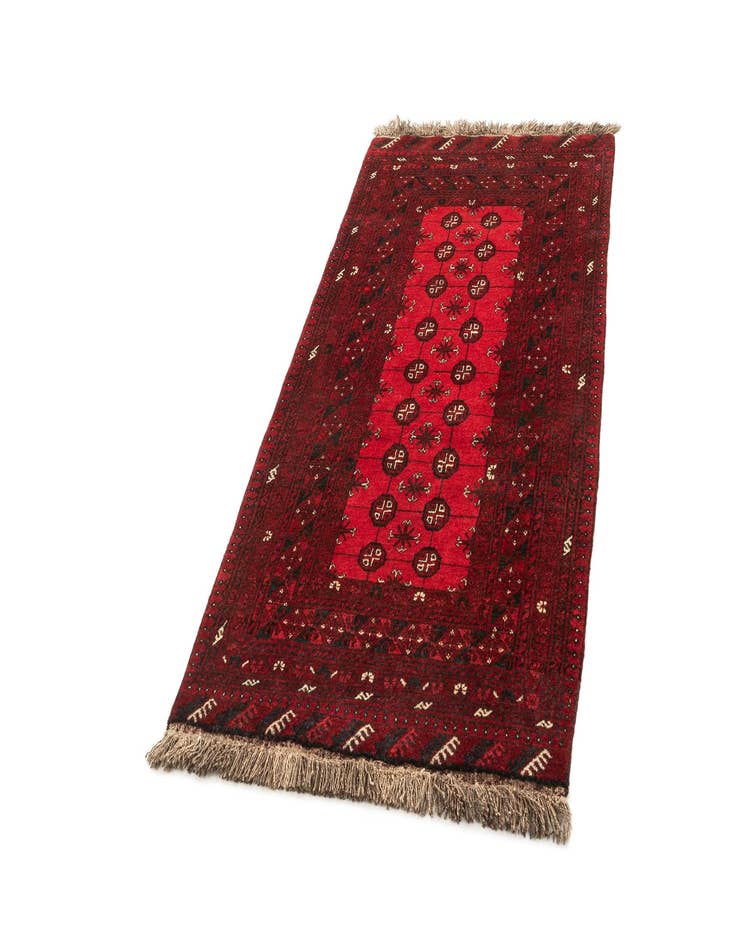 Detail image of  3' 5 x 6' 5  Hand Knotted Afghan Akhche Wool Runner Rug