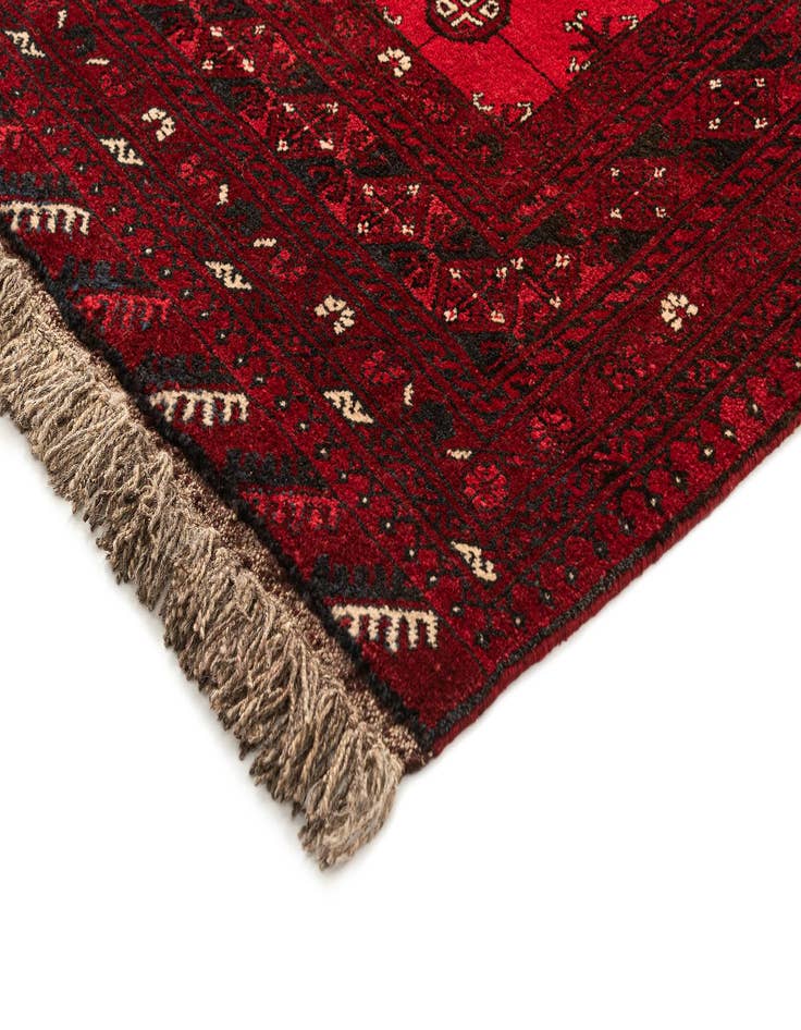Detail image of  3' 5 x 6' 5  Hand Knotted Afghan Akhche Wool Runner Rug