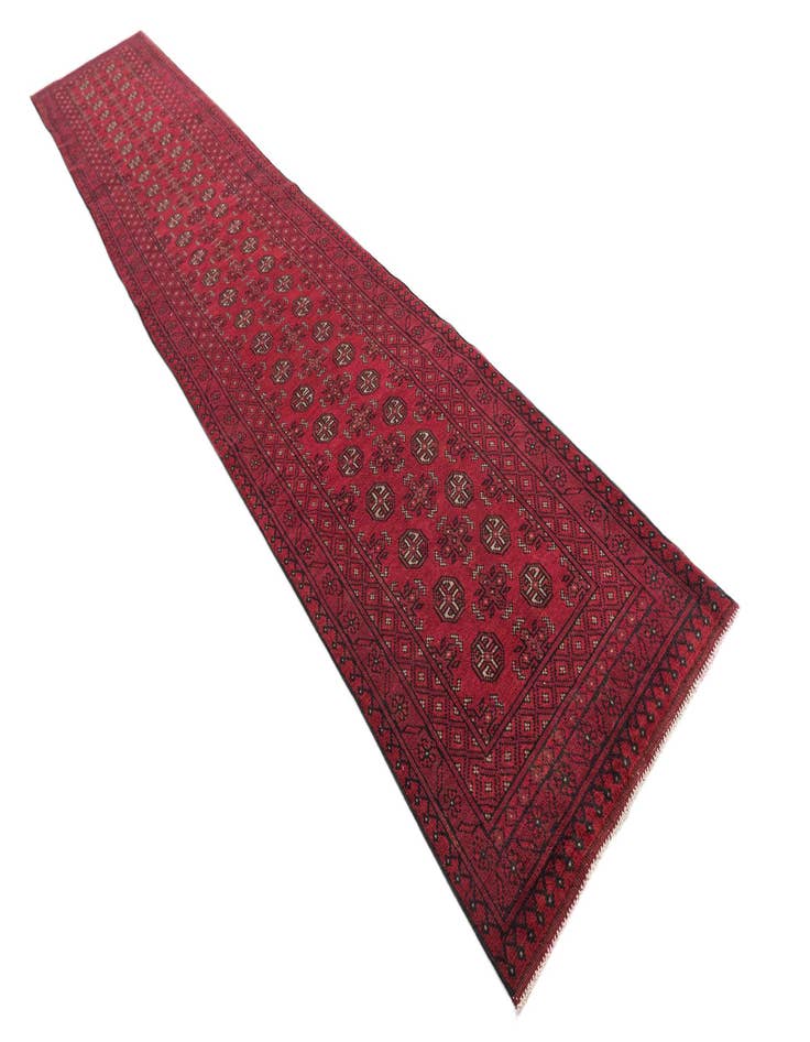 Detail image of 2' 9 x 15' 8 Hand Knotted Afghan Akhche Wool Runner Rug