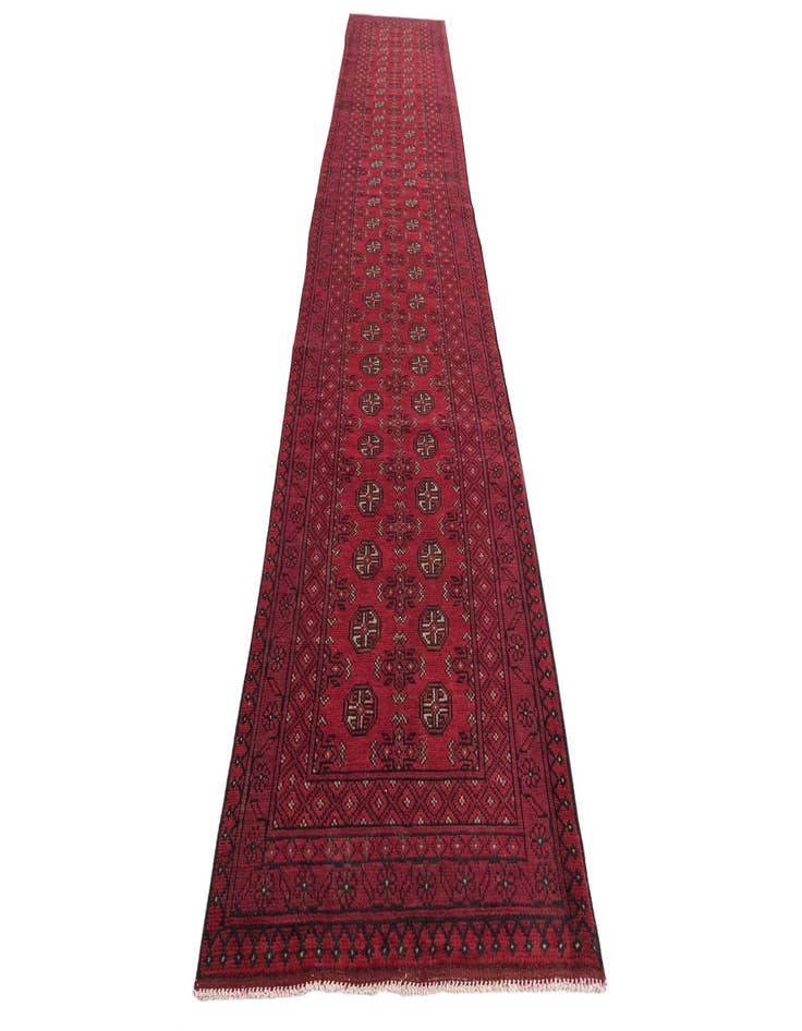 Detail image of 2' 9 x 15' 8 Hand Knotted Afghan Akhche Wool Runner Rug