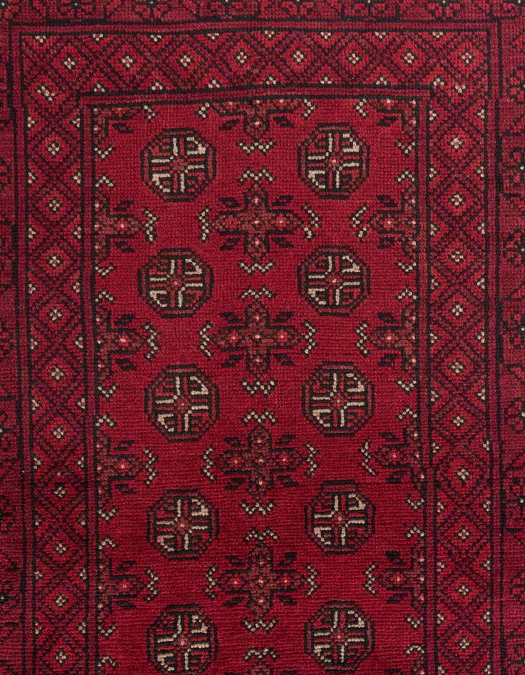 Detail image of 2' 9 x 15' 8 Hand Knotted Afghan Akhche Wool Runner Rug