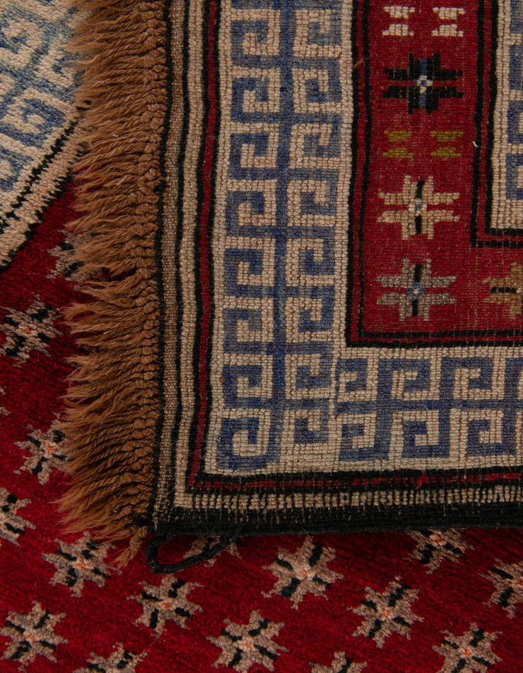 Detail image of  3' 10 x 7' 2  Hand Knotted Afghan Akhche Wool Runner Rug