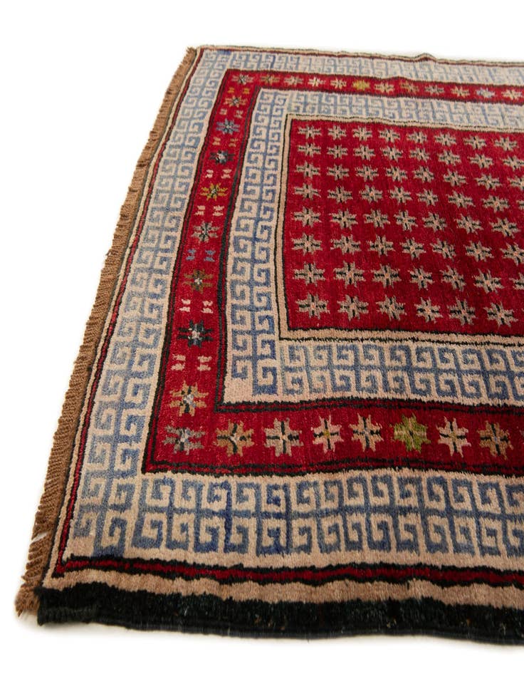 Detail image of  3' 10 x 7' 2  Hand Knotted Afghan Akhche Wool Runner Rug