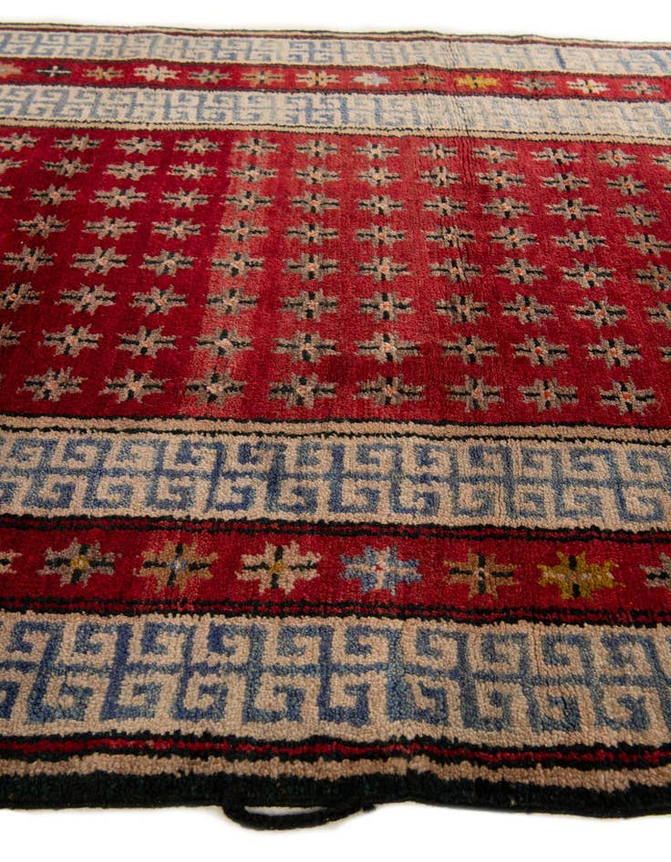 Detail image of  3' 10 x 7' 2  Hand Knotted Afghan Akhche Wool Runner Rug