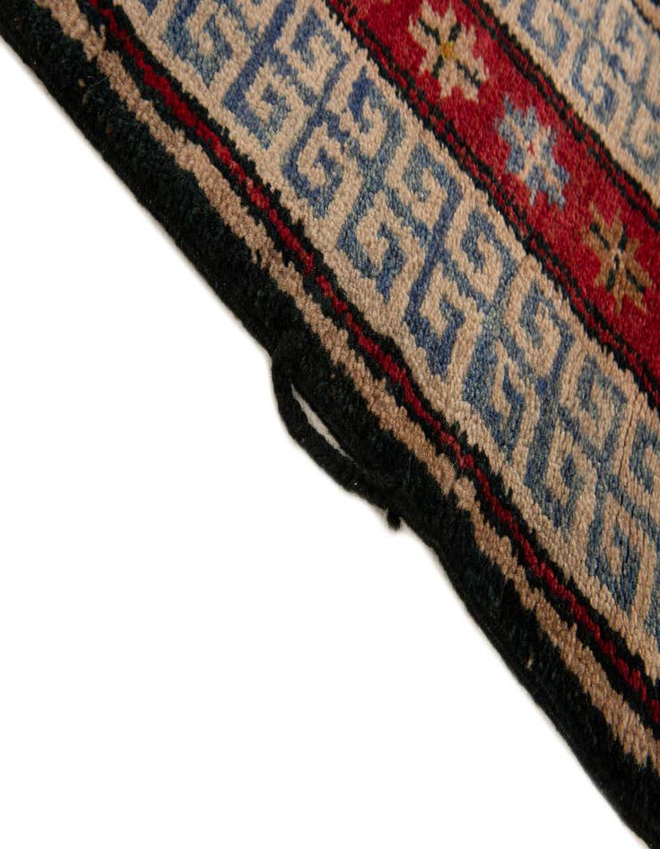 Detail image of  3' 10 x 7' 2  Hand Knotted Afghan Akhche Wool Runner Rug
