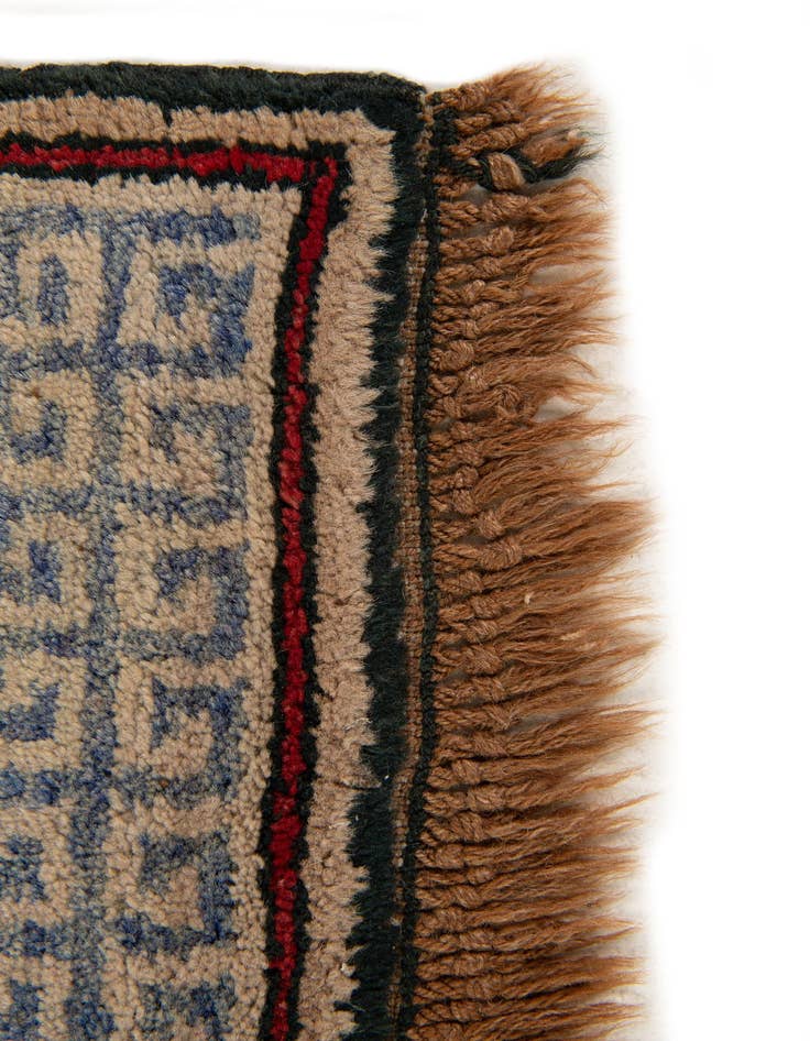 Detail image of  3' 10 x 7' 2  Hand Knotted Afghan Akhche Wool Runner Rug