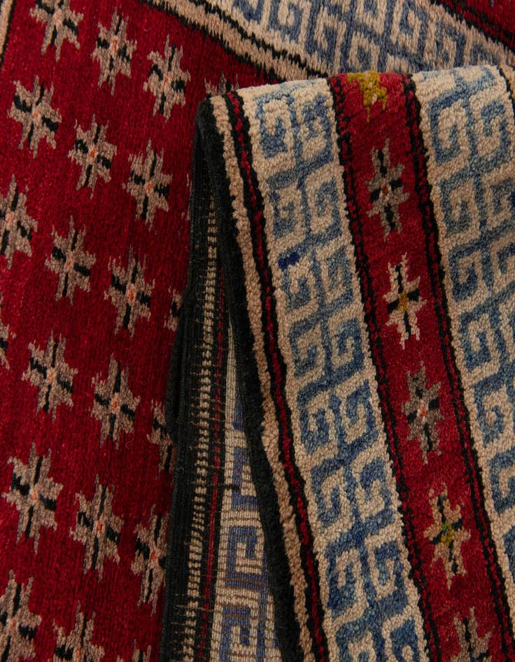 Detail image of  3' 10 x 7' 2  Hand Knotted Afghan Akhche Wool Runner Rug