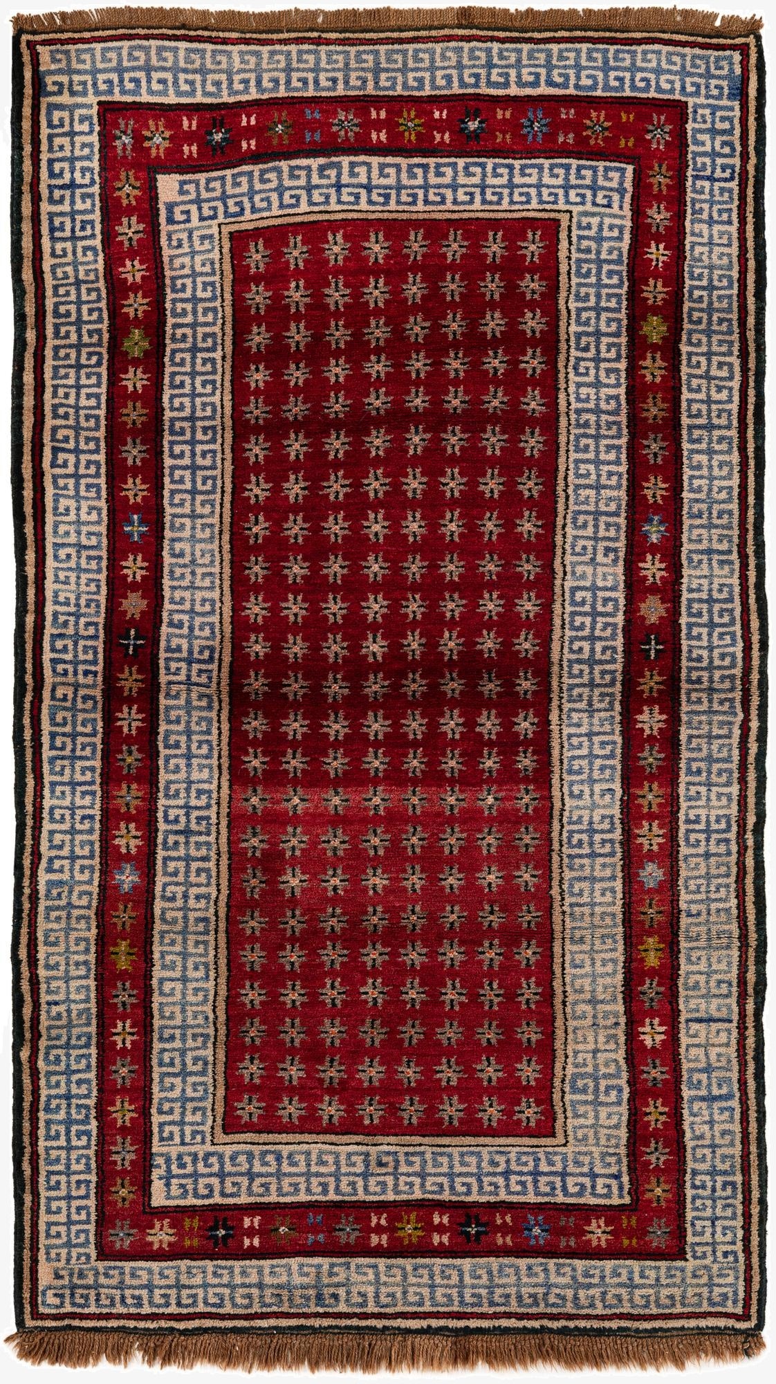  3' 10 x 7' 2  Hand Knotted Afghan Akhche Wool Runner Rug