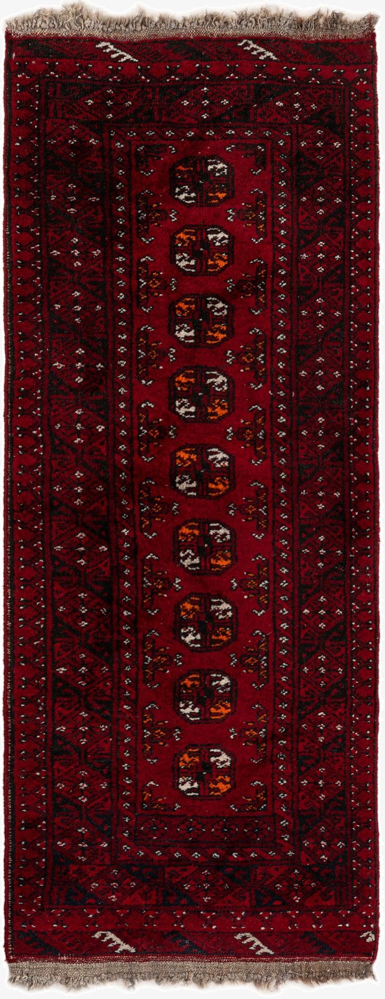  1' 10 x 4' 7  Hand Knotted Afghan Akhche Wool Runner Rug