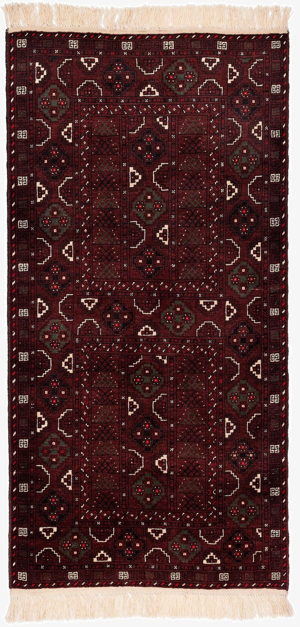  3' 3 x 6' 6  Hand Knotted Afghan Akhche Wool Runner Rug