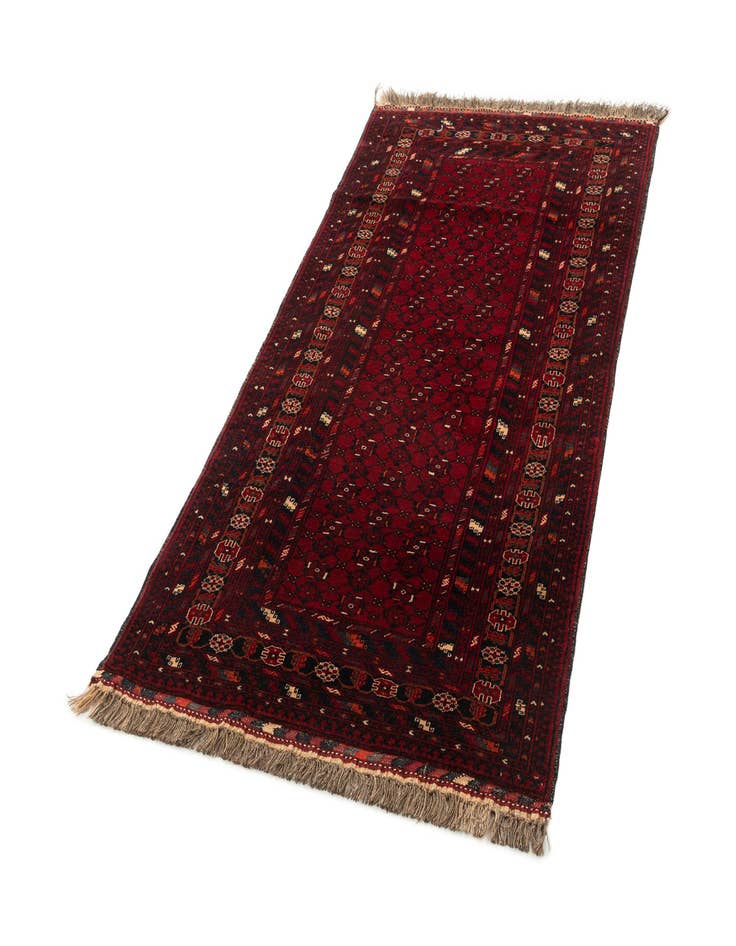 Detail image of  3' 6 x 7'  Hand Knotted Afghan Ersari Wool Runner Rug