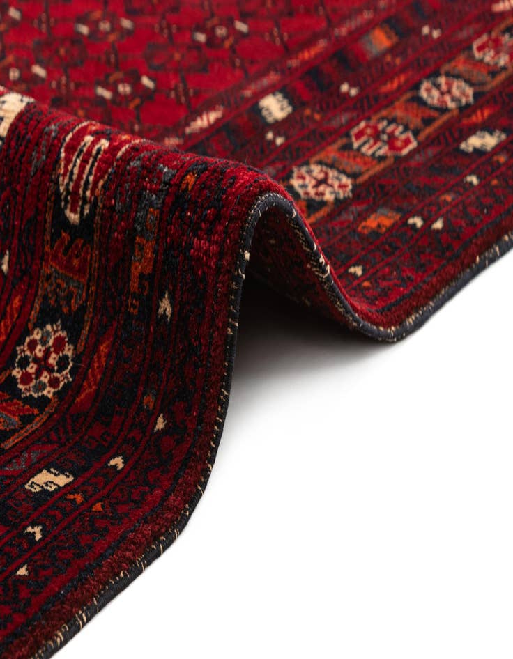 Detail image of  3' 6 x 7'  Hand Knotted Afghan Ersari Wool Runner Rug