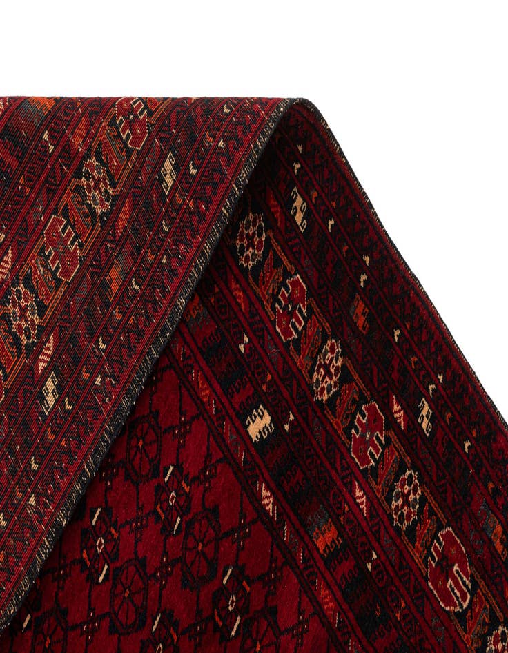 Detail image of  3' 6 x 7'  Hand Knotted Afghan Ersari Wool Runner Rug