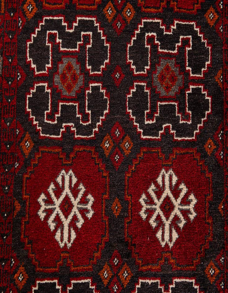 Detail image of  2' 7 x 10' 1  Hand Knotted Afghan Ersari Wool Runner Rug