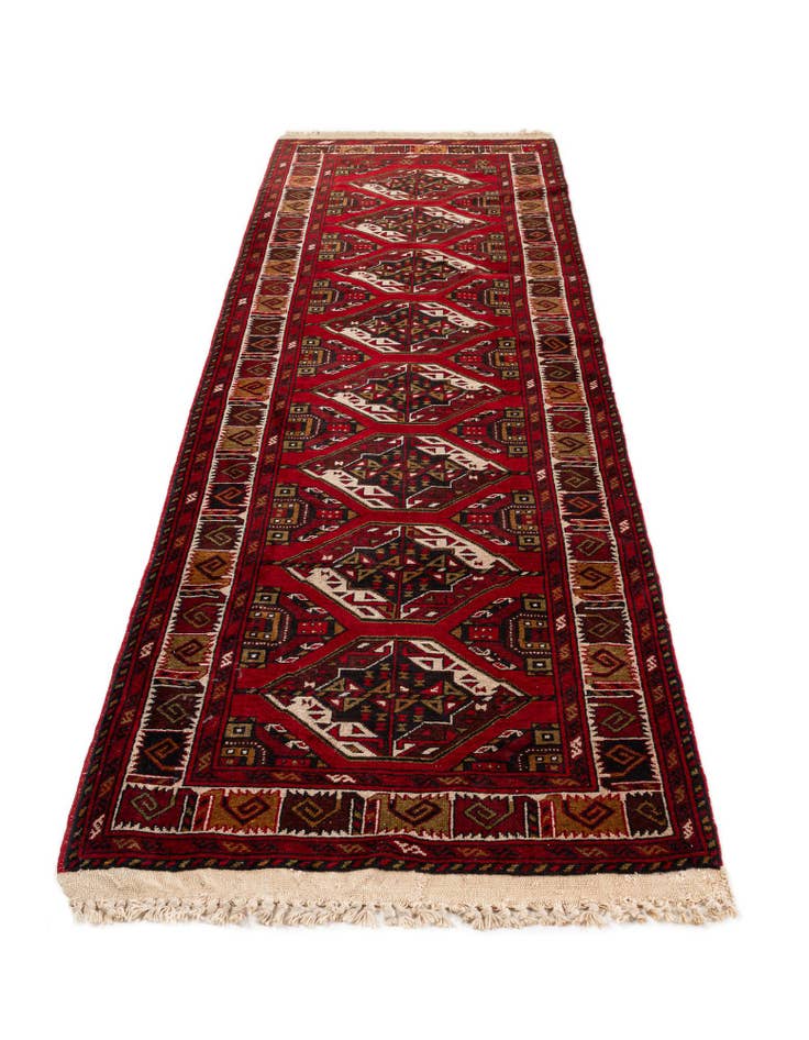 Detail image of  2' 9 x 9' 10  Hand Knotted Afghan Ersari Wool Runner Rug