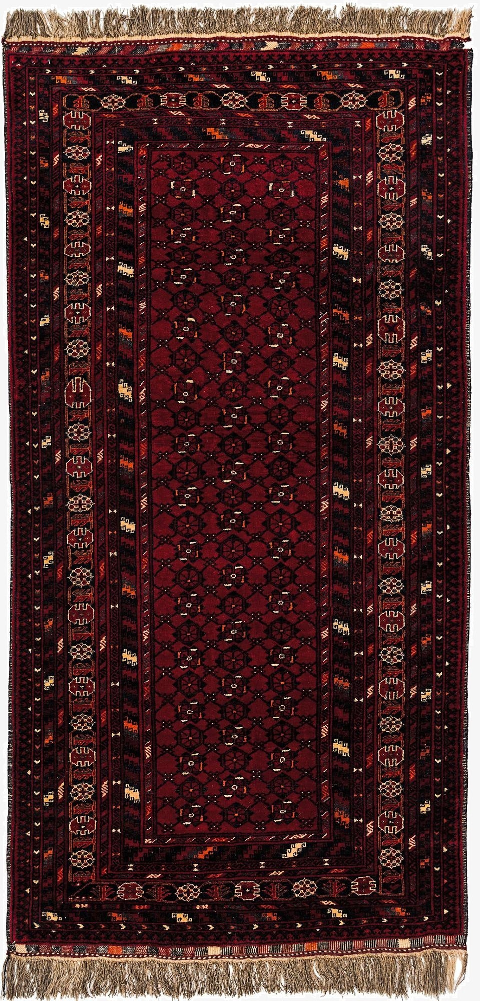 3' 6 x 7'  Hand Knotted Afghan Ersari Wool Runner Rug