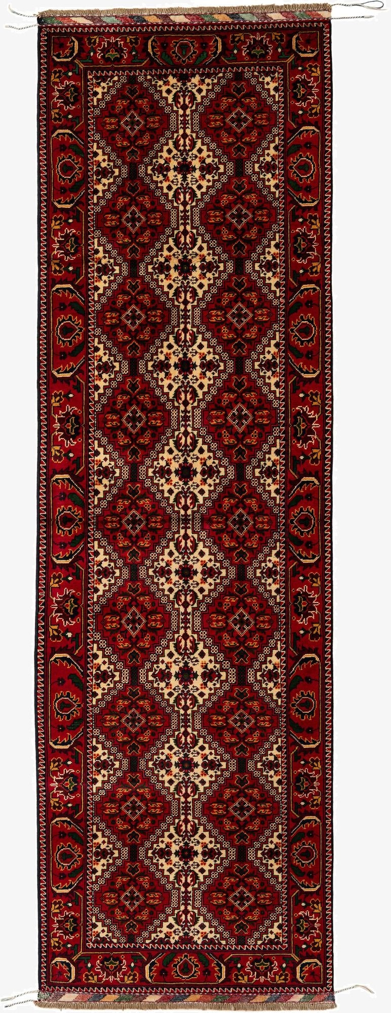  3' x 10' 1  Hand Knotted Afghan Ersari Wool Runner Rug